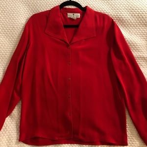 Saks Fifth Avenue Red Silk Blouse